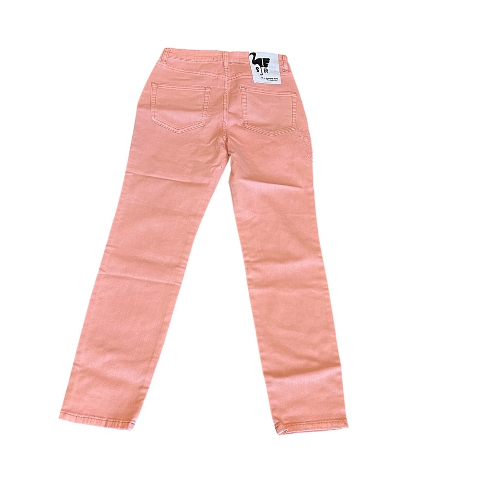 Sandrine Rose Womens Palm Tree Embroidered Denim Jeans Size 27 Petal Pink‎ - Picture 2 of 8